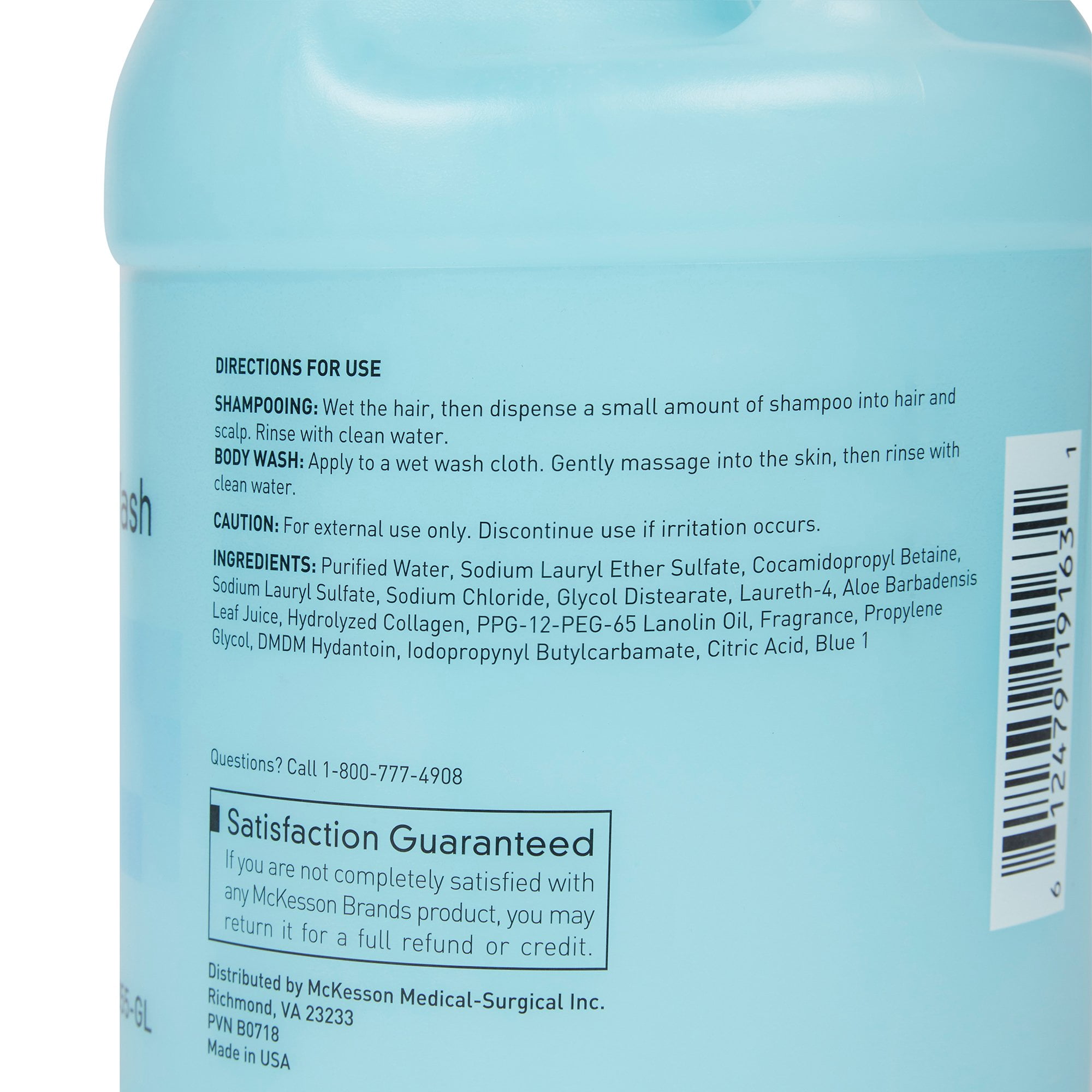 McKesson Shampoo and Body Wash with Collagen for Fragile Hair, Hydrating & Moisturizing - Summer Rain Scent, 1 Gallon Jug, 1 Count