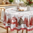 thumbnail image 4 of Tyidzon Christmas Round Tablecloth Snowman Tree Print Waterproof Holiday Cover for Dinner Party, Xmas Home Kitchen Table Decor, 60 inch, 4 of 7