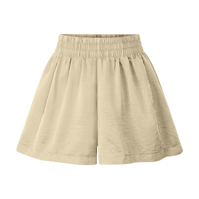 Timegard Wide Leg Shorts for Women Plus Size Ruched Elastic Waisted Lightweight Casual Loose Shorts