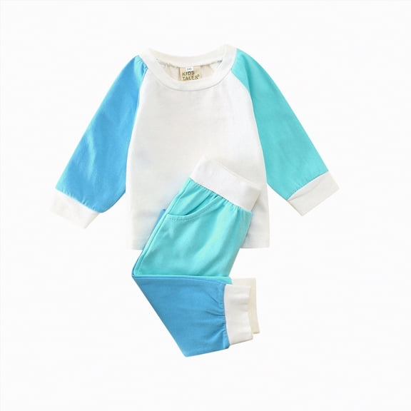 Futezty Toddler Boys Girls Clothes Fall Winter Outfit Sets, Baby Outfits Long Sleeve Round Neck Color Block Elastic Waist 6 12 18 24 Months 2T 3T 4T 2 Piece Everyday