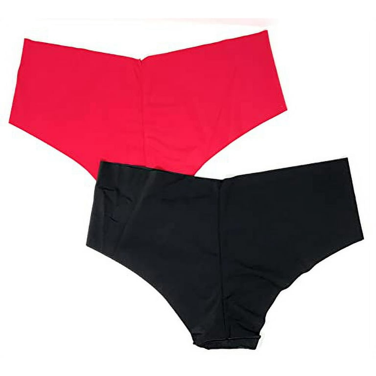 Victoria's Secret No-Show Cheeky Panty, Large, Black/Red 
