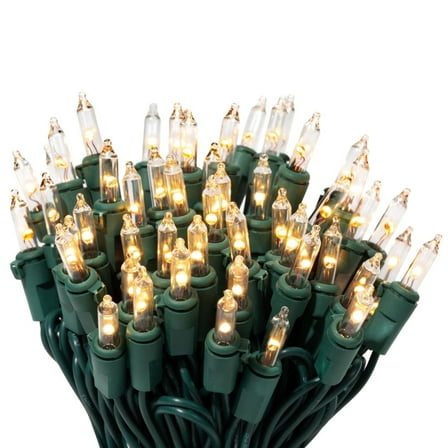 100 LED Clear Twinkle Christmas Lights on Green Wire, UL Approved For Indoor and Outdoor Use, 24.75’ Lighted Length, 25.4’ Total Length