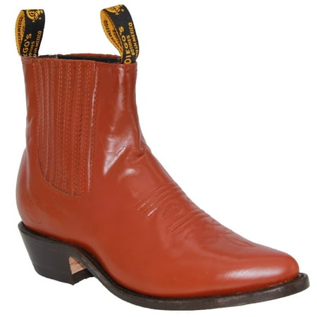 

The Western Shops Men s Genuine Leather Short Ankle Cowboy Charro Botin