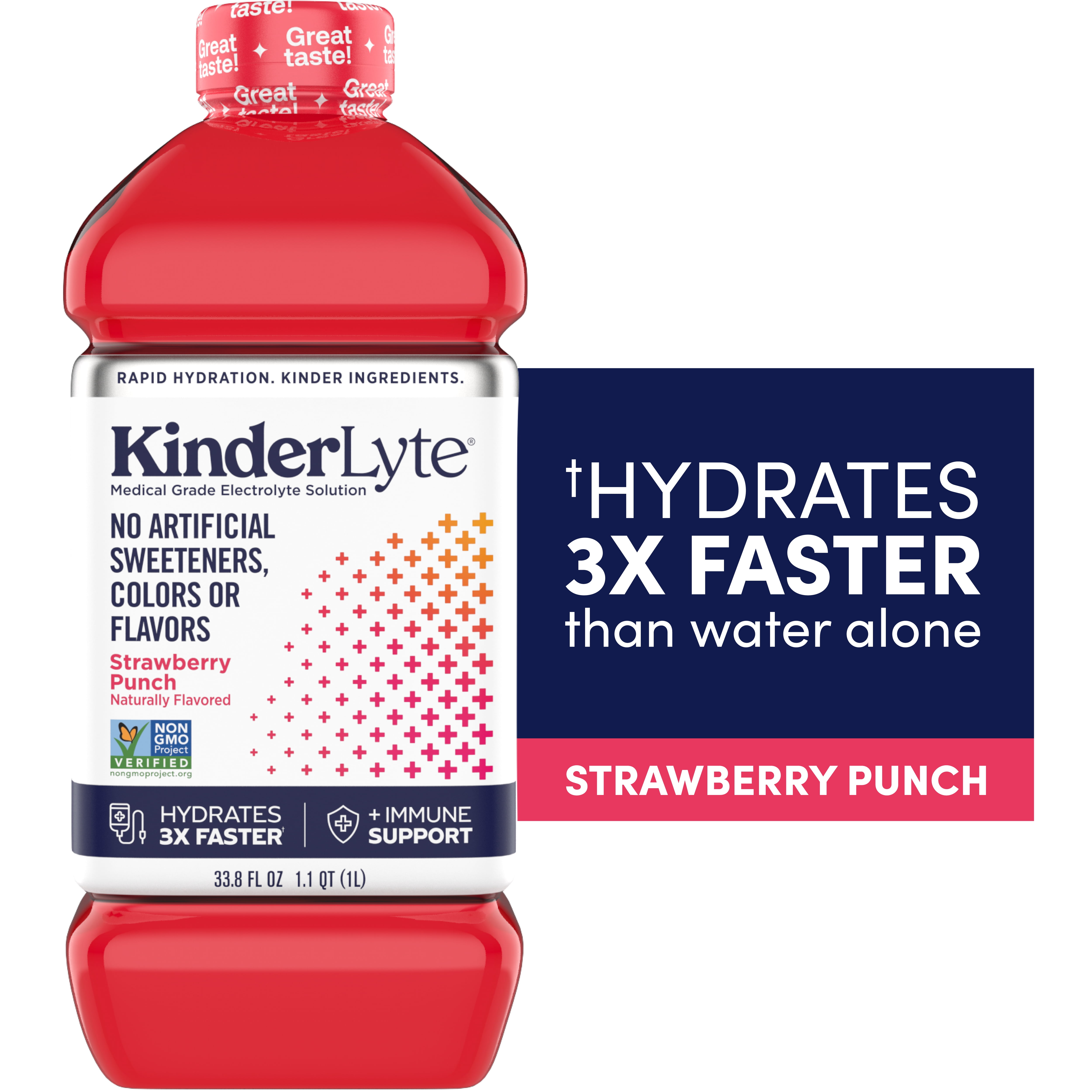 (2 pack) Kinderfarms KinderLyte Electrolyte Solution Drink for Kids & Adults, Strawberry Punch, 33.8 fl oz Bottle