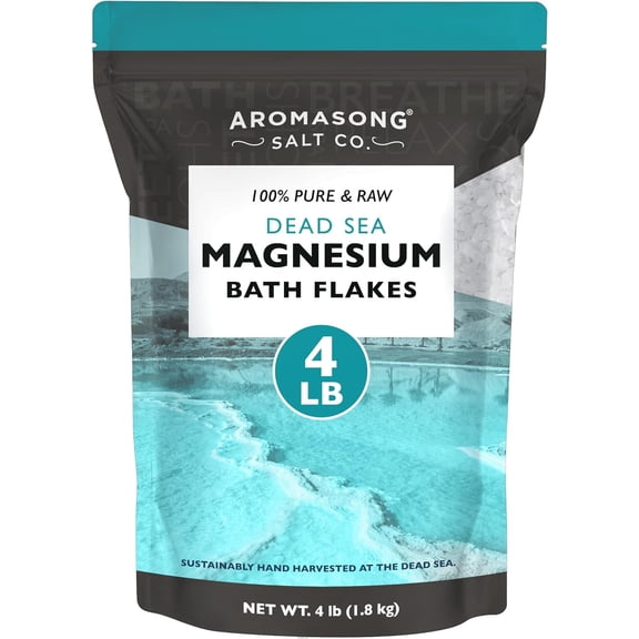 Aromasong Magnesium Flakes from The Dead Sea, 4 LB Resealable Pack (Packaging May Vary)
