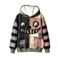 thumbnail image 4 of JIAYUE Women Pullover Hoodie Long Sleeve Patchwork Monster Face Print Sweatshirt With Pocket for Daily Travel, 4 of 4