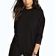 thumbnail image 2 of Blusa larga de mujer Fibra de poliéster Cuello redondo Irregular Color puro Mujeres Túnica de manga larga Tops para el trabajo diario Negro XL, 2 of 6