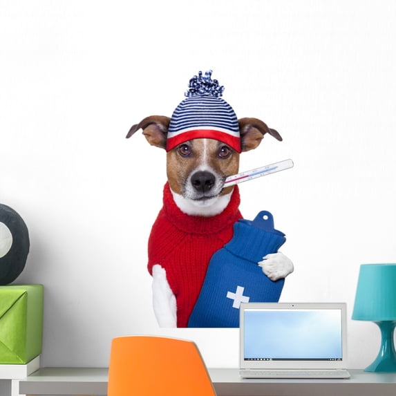 Sick Ill Cold Dog Wall Decal by Wallmonkeys Peel and Stick Graphic (24 in H x 16 in W) WM320776