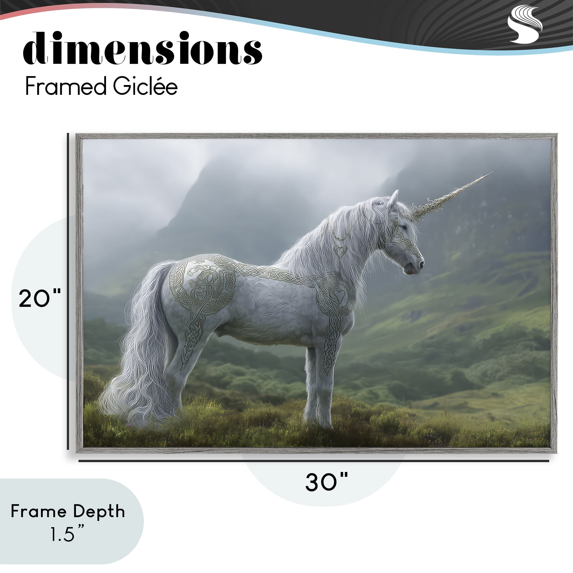 Stupell Industries Elegant Celtic Unicorn Gray Framed Giclee Art, design by The Wands Want
