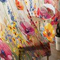 thumbnail image 5 of Sheer Curtains 63 inches Long, Red Pink and Yellow Poppy Oil Painting Floral Retro Linen Light Filtering Sheer Window Curtains Rod Pocket Voile Drapes for Bedroom Living Room, 52"W x 63"L 2 Panels, 5 of 7