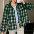 thumbnail image 6 of Womens Plaid Lapel Cropped Jackets Barn Lightweight Flannel Zip Up Utility Coat Casual Short Jacket with Pockets, 6 of 6