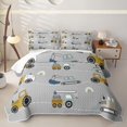 thumbnail image 2 of Erosebridal Cartoon Construction Truck Bed Spread Queen for Boys Men, Grey Doodle Car Print Queen Coverlet Set, 3 Pieces, 2 of 7