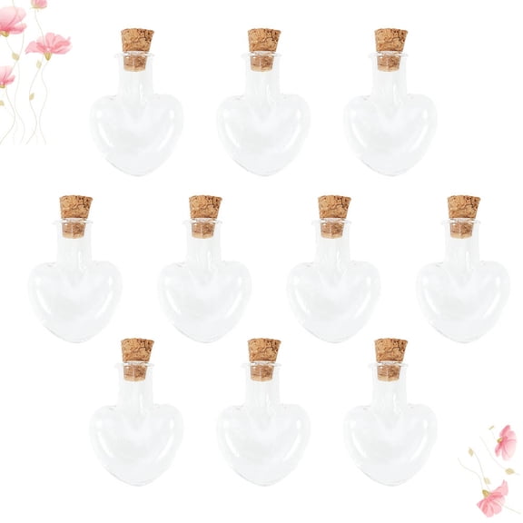 FOMIYES 20pcs Heart Shaped Glass Jar Small Bottles with Lids for Home