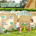 thumbnail image 4 of Qaba Table de Pique-Nique pour Enfants avec 2 Chaises Pliantes et Parasol, Vert, 4 of 10