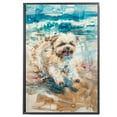 thumbnail image 2 of Funny Dog on Beach Canvas Wall Art, Lhasa Apso Dog Picture Ocean Artwork for Bathroom Bedroom Living Room, Art Decor 8x12 Inches, 2 of 6
