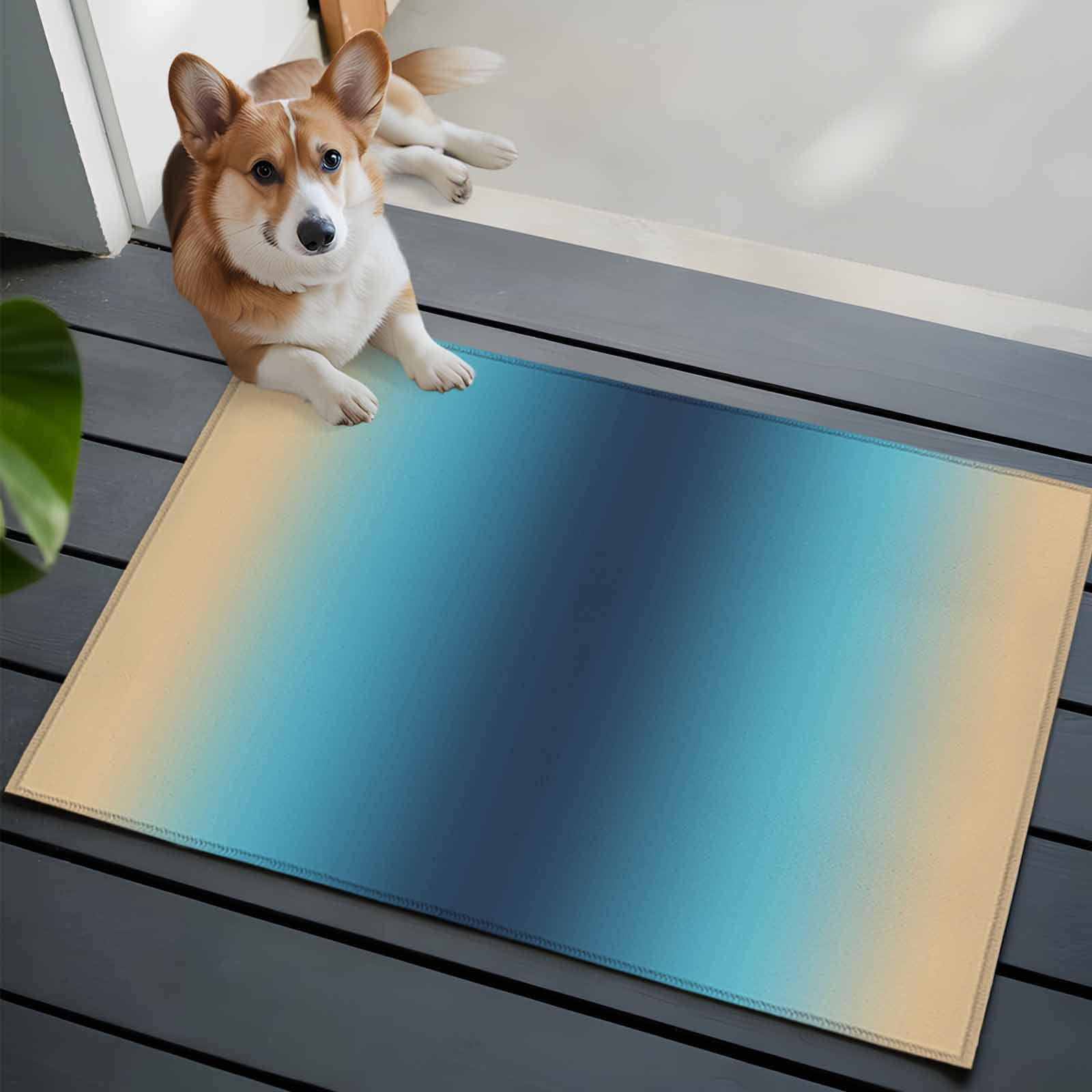 Blue Teal Yellow Ombre Entryway Rug 2'x3'&nbsp; Non Slip Front Door Mats, Farmhouse Modern Gradient Art Entrance Rugs Indoor Outdoor Carpet, Washable Floor Mats Small Area Rug for Bedroom Kitchen