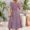 thumbnail image 4 of QIPOPIQ Robes pour Femmes Robe Fluide à Volants Manches Courtes Imprimé Tendance Décontractée Robes d'Été Robe Col Rond Robe Moulante Offres 2023, 4 of 5