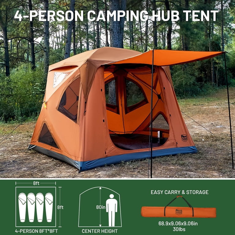 TIMBER RIDGE 4 Person Instant Pop Up Hub Tent, Easy 60 Second