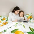 thumbnail image 5 of jejeloiu Orange Queen Comforter Set,Swweet Fruit Bedding Sets,White Flower Floral Bedding Comforter Set For Boys Girls,Super Cozy Room Decor Reversible,3 Pieces, 5 of 8