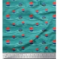 thumbnail image 1 of Soimoi Green Cotton Cambric Fabric Sailboat & Waves Ocean Print Fabric by the Yard 42 Inch Wide, 1 of 3