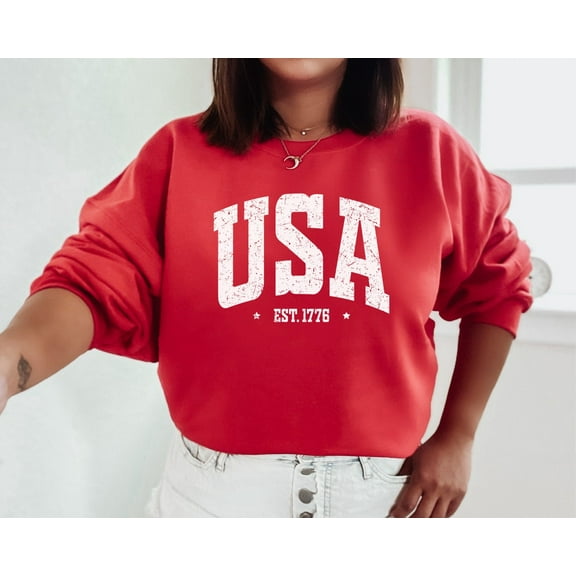 USA Sweatshirt, 4th of July Sweatshirt, USA Crewneck, July 4 Crewneck, Distressed Retro USA Sweatshirt, Retro America Sweatshirt, USa Hoodie All Size S-5Xl
