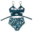thumbnail image 3 of Women's Bikini Set-Criss Cross Bra+High Waist Brief,2 Pcs Sexy Bathing Suits Beachwear, 3 of 8