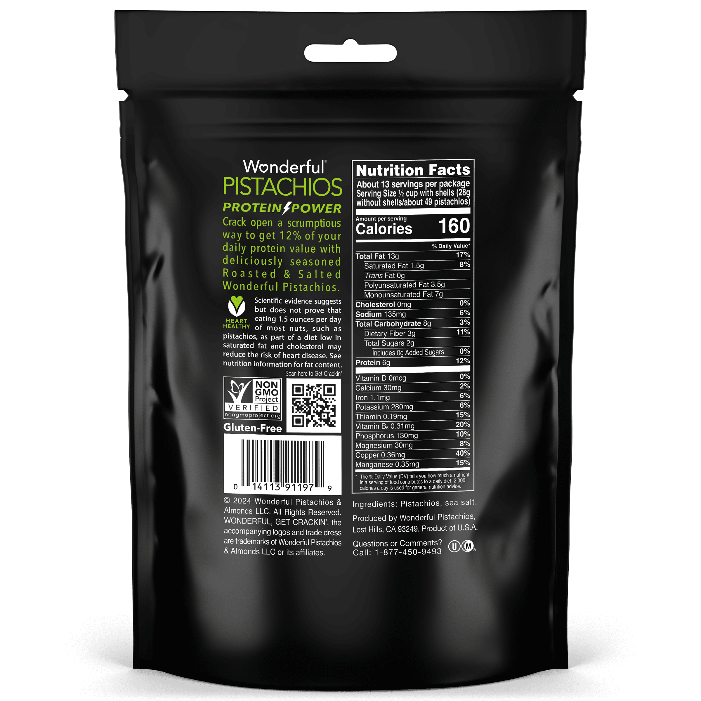 (2 pack) Wonderful Pistachios In-Shell Roasted & Salted Nuts, 24 Ounce Bag