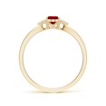thumbnail image 2 of ANGARA Natural Solitaire Oval Ruby Split Shank Engagement Ring with Trio Diamonds in 14K Yellow Gold for Women (Size-6x4mm) | July Birthstone, Anniversary, Jewelry Gift for Women | Natural Ruby Ring, 2 of 9
