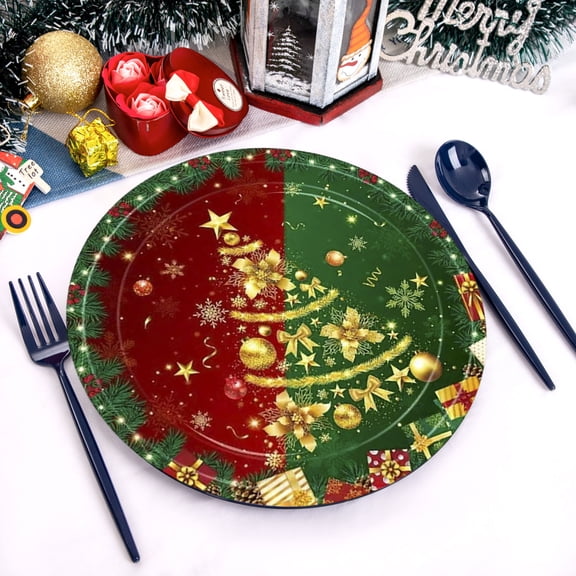LSLJS Paper Plates- Christmas Decorations 20Pcs Paper Plates Napkins Red Cups Christmas Decor Xmas Dinner Table Holiday Party Supplies