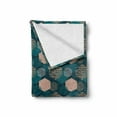 thumbnail image 2 of Leopard Soft Flannel Fleece Throw Blanket, Hexagons in Various Stripes Strokes and Blobs, Cozy Plush for Indoor and Outdoor Use, 70" x 90", Dark Teal Pale Salmon, by Ambesonne, 2 of 6