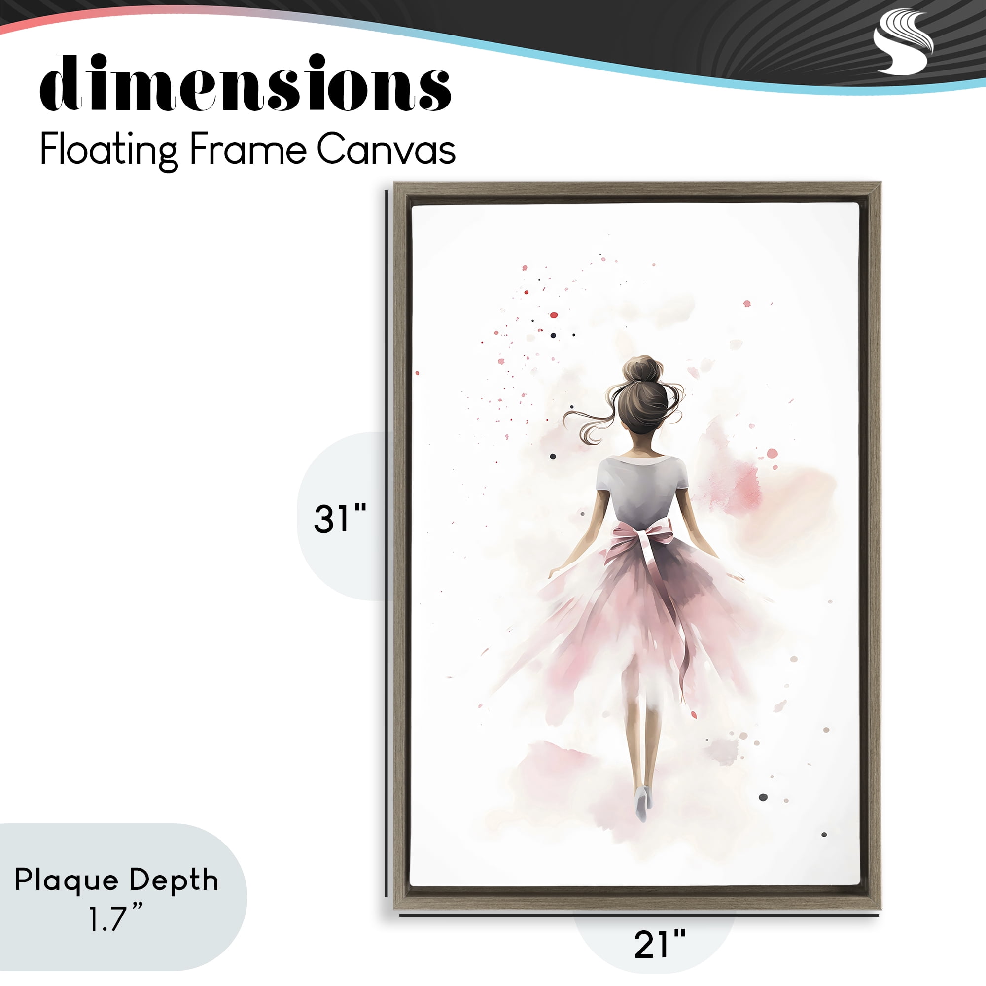 Stupell Industries Speckled Ballerina View Brown Framed Floater Canvas Wall Art, design by Creative Studio