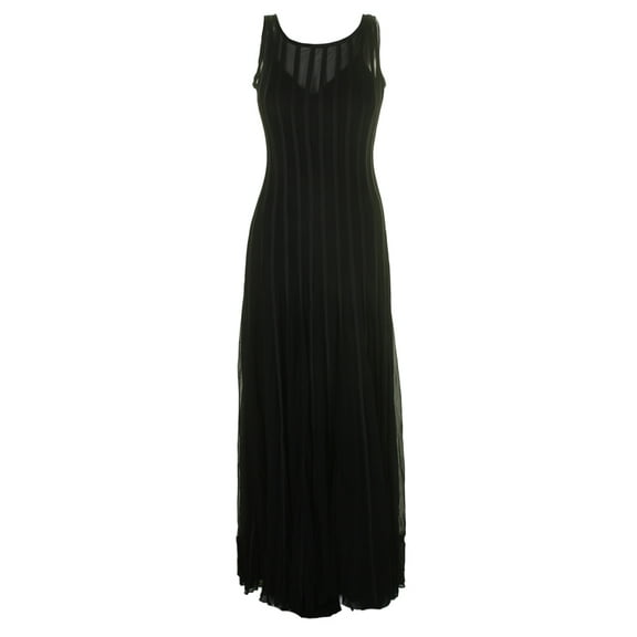 Betsy & Adam Womens Black Sleeveless Textured Illusion Mesh Gown 6