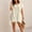 Beige, variant on Women's Round Neck Ruffle Short Sleeve Mini Dress, Solid Loose Irregular High Low Hem Casual Swing Short Dress Pink XL(XL)