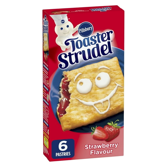 Pillsbury Toaster Strudel Pâtisseries, Fraise, Collations pour le déjeuner, 326 g, 6 unités 6 pâtisseries, 326 g