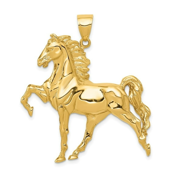 Diamond2Deal 14K Yellow Gold Open-Backed Horse Pendant for Women (L-41 mm,W-40.5 mm)