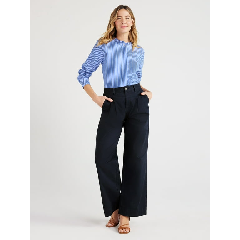 Free Assembly Women's Wide Leg Chino Pants, 31” Inseam