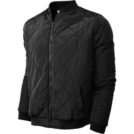 Premium Mens Quilted Padded Bomber Jacket Outdoor Zip Up Outerwear