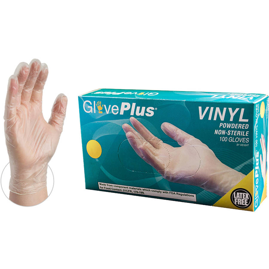 GloevPlus Clear Vinyl Powdered Industrial Disposable Gloves, Small by