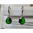thumbnail image 1 of Genuine Natural Emerald Halo Dangle Drop Silver Earrings Silver Jewelry Gift, 1 of 3