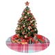 thumbnail image 4 of Falda para árbol de Navidad de tartán azul claro, escarlata y rosa, suave y divertida, decoración navideña navideña de granja de 48", 4 of 4