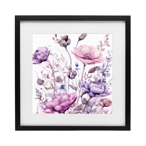 Stupell Industries Transitional Purple & Pink Florals Black Framed Print Under Glass, 13 x 13, by Kim Lewis