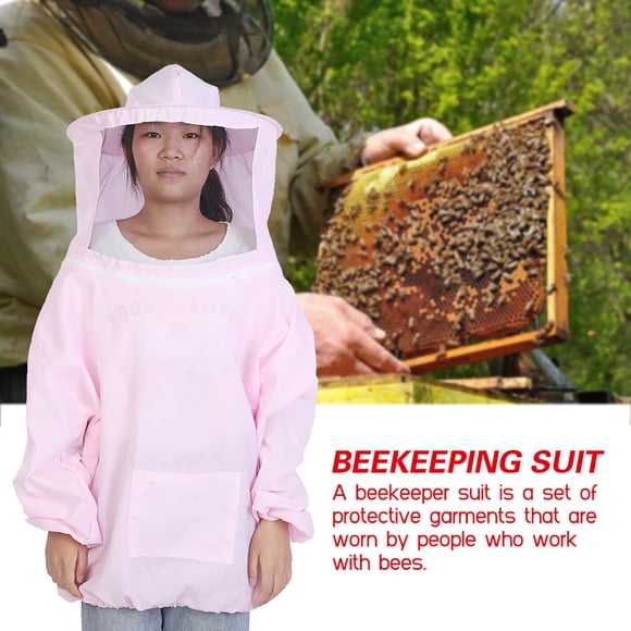 Traje de Apicultor, Chaqueta de Apicultura, Sombrero Redondo, Velo, Cinta Elástica y Puños, Trabillas, Equipio Esencia para Uso en Apicultura