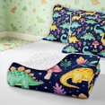 thumbnail image 4 of Manfei Cute Dino Animals Twin Quilt Set,Kawaii Mushroom Stars Twin Coverlet Set,Blue Green,2-Piece,1 Bedspread and 1 Pillowcase, 4 of 7