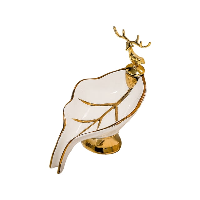 Oubit Soap Boxwith Gold Deer,Soap Box Ceramic Household Soap Box Household Soap Dish Reliable and Durable