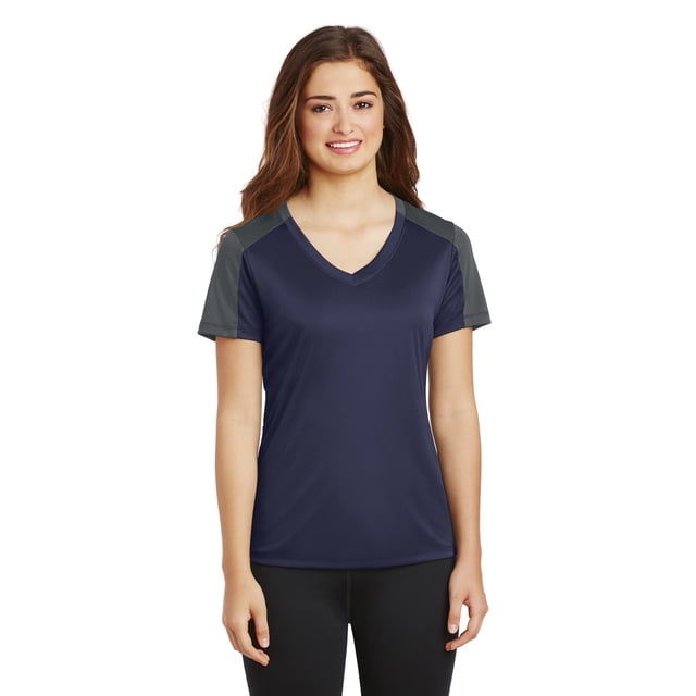 SPORT-TEK Camiseta con cuello en V y manga competidora para mujer F20 deporte-tek LST354