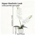 thumbnail image 4 of CasaVibe 42cm White Real Touch Orchid Artificial Flowers, 12 Blooms 2 Stems Potted in Ceramic Pot with Real Stones - Fake Plant for Home Decor Indoor, 4 of 9