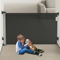 "Fxcoia Retractable Safety Gate, Mesh Baby Gate for Doorways and Stairs, 55"" Wide x 38"" Tall, Black"