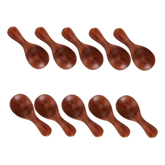 ACDANC Small Wooden Salt Spoon - 10 Pack Mini Wood Spoon with Short Handle,Perfect for Small Jars of Jam,Spices,Condiments,Seasoning,Sugar,Honey,Coffee,Tea,Mustard,Ice Cream,Milk Powder