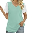 thumbnail image 7 of Teissuly Fashion Woman Casual V-Neck Vintage Solid Mesh Blouse Short Sleeve T-Shirt Summer Tops, 7 of 7