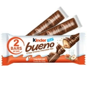 Kinder Bueno, Milk Chocolate Hazelnut Cream Bars, Stocking Stuffer, 3 oz, 4 Bars